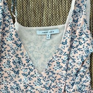 Naked Zebra Blush and Navy Floral Mini Dress